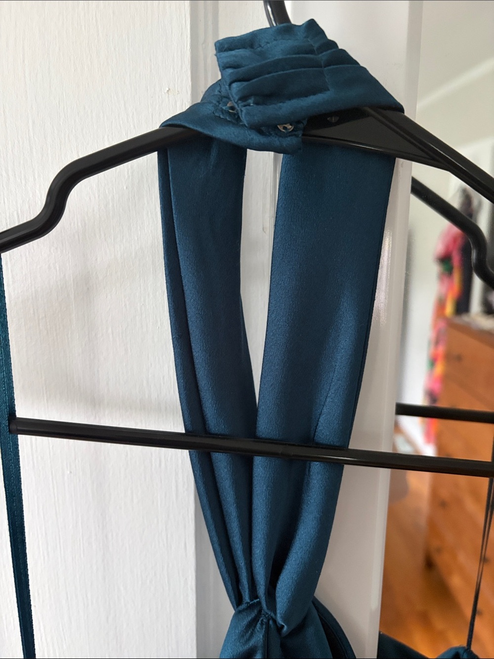 Elegant Marine Blue Halter Evening Gown - Picture 5 of 6